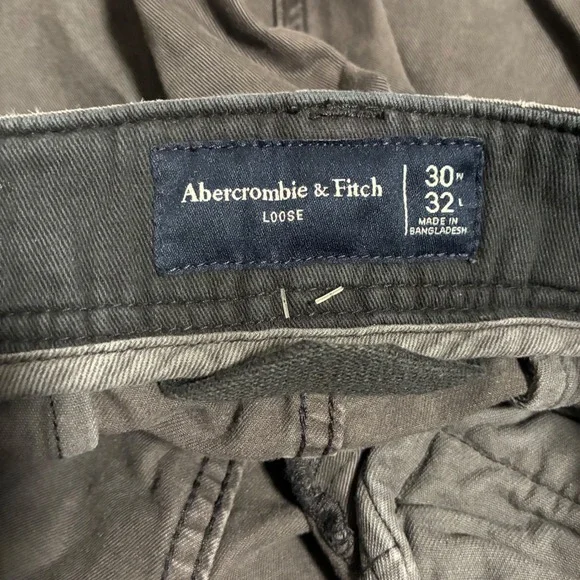 Abercrombie & Fitch Mens Loose Cargo Pants Faded Black 30x32 With Belt Utility - Picture 7 of 7